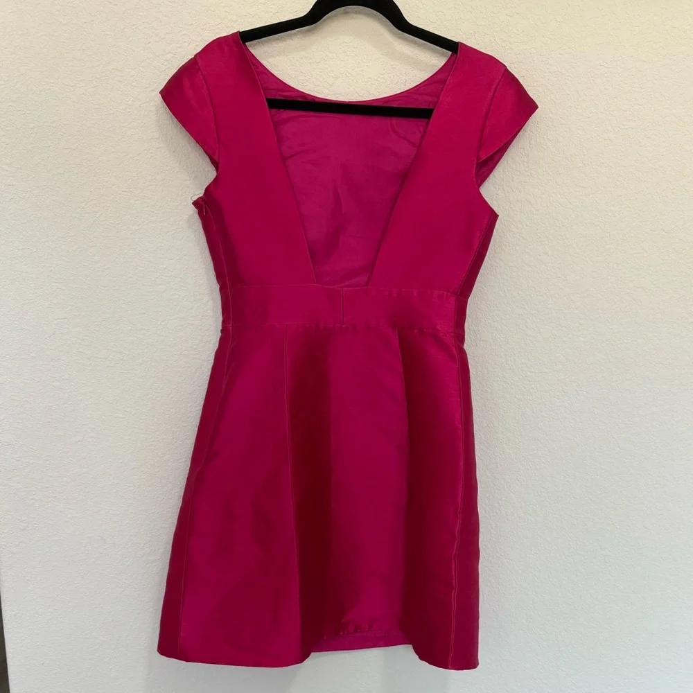 KATE SPADE Backless Mini Dress In Full Bloom Sweetheart Pink Cap Sleeve Size 4